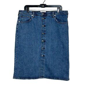 Everlane The Denim Button Front Pencil‎ Skirt Size 33 Medium Wash Summer Casual
